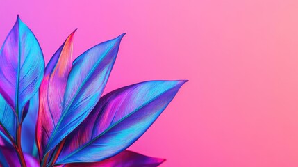 Fototapeta premium Lily leaves abstract background concept. Vibrant colored leaves against a soft pink background, showcasing nature's beauty.