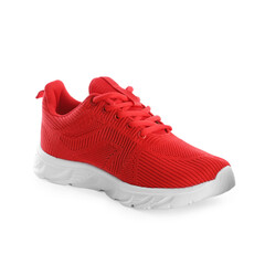 One stylish red sneaker isolated on white