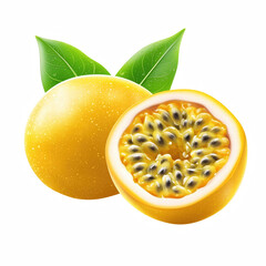 Realistic yellow passion fruit isolated on transparent background Generative Ai.