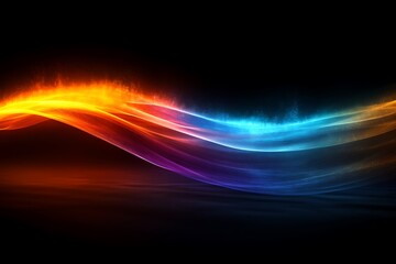 Abstract fiery and icy waves blend in a dark background