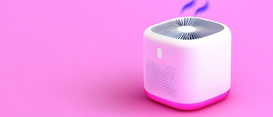 Modern Air Purifier on Pink Background.