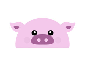 cute pink pig vector, cartoon pig face, easy and simple pig face drawing