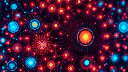 Vibrant Interconnected Data Network with Glowing Colors