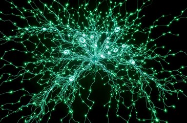 Neural Network Bloom: Abstract Cybernetic Art Nouveau with Bioluminescent Glow
