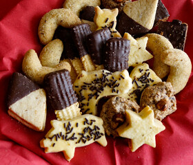 delicious homemade traditional German christmas cookies called Plaetzchen on the plate 