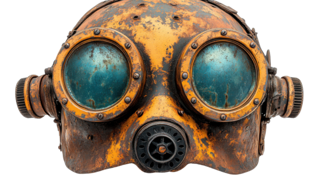 old gas mask isolated on white background 