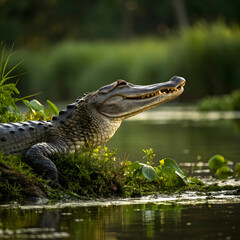 Fototapeta premium alligator on river