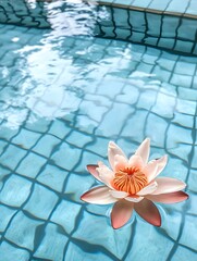 Obraz premium Lotus Flower spa relax in a swimming pool 