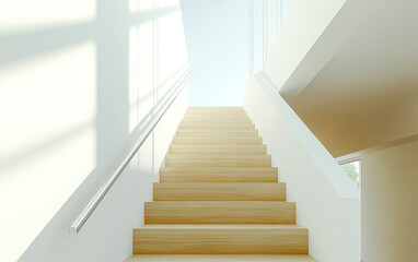 Obraz premium Bright and airy staircase leading to an upper level in a modern building