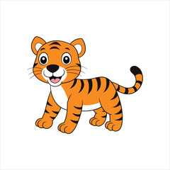  Playful Cartoon Tiger Cub Vector Mischievous Grin Illustration