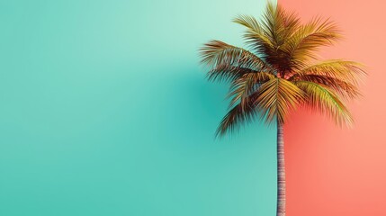Palm tree abstract background idea. A vibrant palm tree against a colorful background showcasing tropical vibes.
