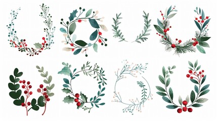 Festive Christmas Cards Templates with Branch Elements