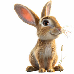Fototapeta premium Cute and Fluffy Rabbit Sitting in Green Grass with Soft Ears