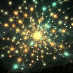 Obraz premium Epic Supernova in Night Sky with Mountain Range - Stock Photo