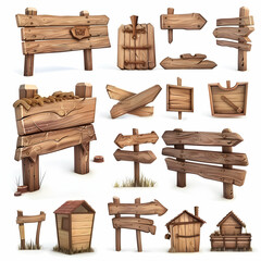 Fototapeta premium Collection of Handcrafted Wooden Sign Designs for Creative Projects