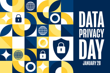 Data Privacy Day. January 28. Holiday concept. Template for background, banner, card, poster with text. Vector EPS10 illustration.
