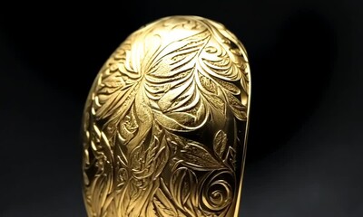 Close-up of a gold ring with intricate floral engraving. - Powered by Adobe
