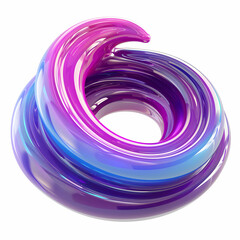 Abstract Purple Fluid Shape with Smooth Curves and Glossy Finish