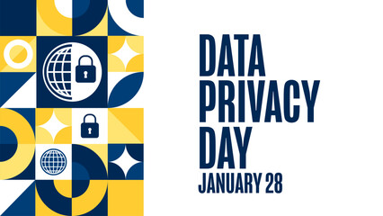 Data Privacy Day. January 28. Holiday concept. Template for background, banner, card, poster with text. Vector EPS10 illustration.