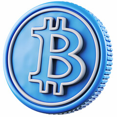 Obraz premium Blue Bitcoin Coin Symbolic Representation for Digital Currency Concepts