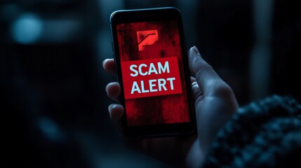 Smartphone displaying cybersecurity scam alert warning
