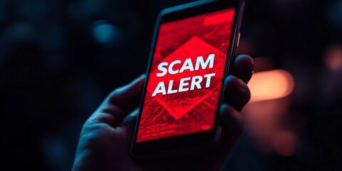 Smartphone displaying cybersecurity scam alert warning