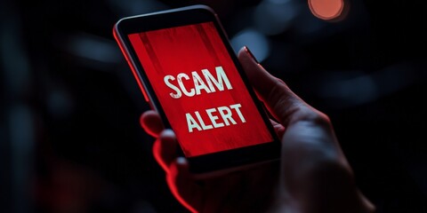 Smartphone displaying cybersecurity scam alert warning