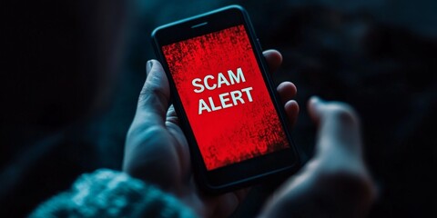 Smartphone displaying cybersecurity scam alert warning
