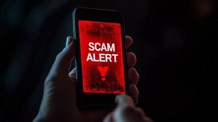 Smartphone displaying cybersecurity scam alert warning