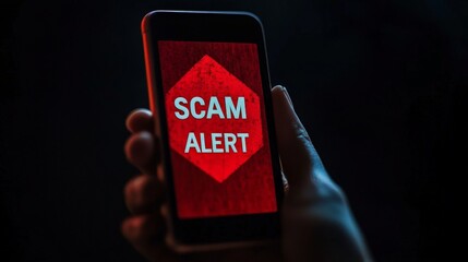Smartphone displaying cybersecurity scam alert warning