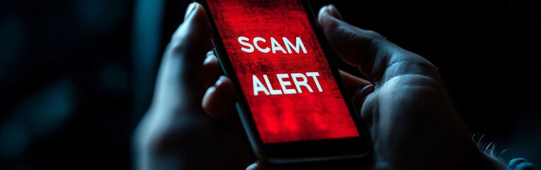 Smartphone displaying cybersecurity scam alert warning