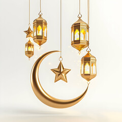 Obraz premium Elegant Lanterns and Moon Design for Celebrations and Decor