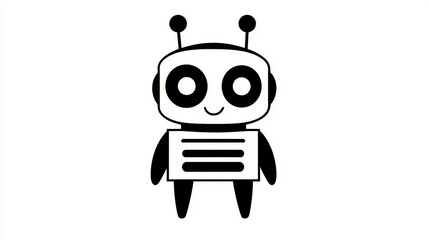 Robot icon silhouette in black showcasing a friendly design and simplistic features