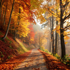 Fototapeta premium autumn alley beauty world Carpathians