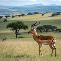 Naklejka premium beautiful shot of a male impala in the fields