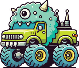 Bold and Colorful Monster Truck Illustration for Marketing, Powerful Monster Truck Illustration, Dynamic Monster Truck Artwork for High Energy Designs