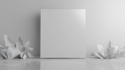 square   blank  grey  photo   isolated on 3 d  silver background