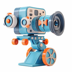 Fototapeta premium Colorful Retro Camera Toy on a White Background for Play and Fun