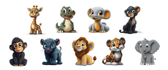 Ensemble de bébés animaux de la jungle