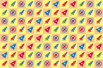 Rocket and Aircraft seamless pattern design