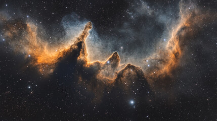 Fototapeta premium Stunning view of vibrant cosmic clouds illuminated by distant stars in the universe