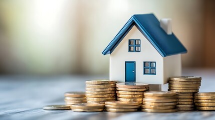 4. House model sitting on a stack of coins symbolizing real estate investment and growth
