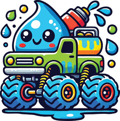 Bold and Colorful Monster Truck Illustration for Marketing, Powerful Monster Truck Illustration, Dynamic Monster Truck Artwork for High Energy Designs