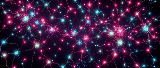 Obraz premium Cosmic Constellation: Bioluminescent Starry Night Sky