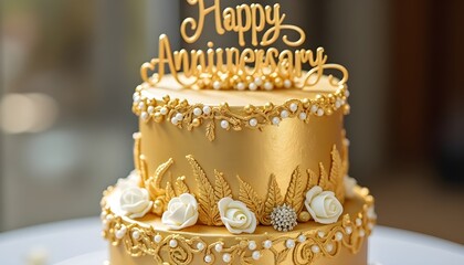 Beautiful Cake for Happy Birthday And  Happy Anniversary.