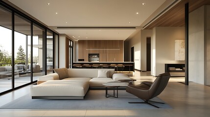 10. Modern condo model with sharp architectural lines displayed in a contemporary office setting