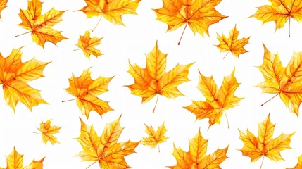 Obraz premium Autumn Fall Yellow Leaves Seamless Pattern for Design Projects