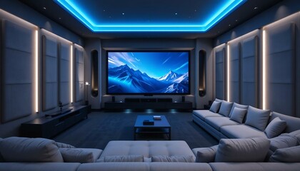 cutting-edge media room large wall-mounted.