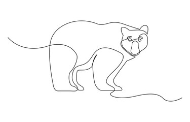 Continuous Line Drawing of a Bear, Bear is taking a leisurely stroll in a continuous line drawing.