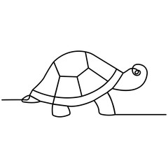 Turtle icon  continuous one line drawing  outline vector illustration